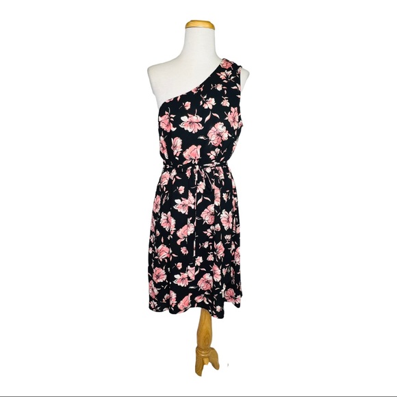 DR2 Daniel Rainn Nordstrom One Shoulder Dress A line Floral lightweight Sz M - Picture 3 of 13